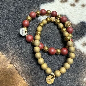 Red and Gold Stretchy Bracelets